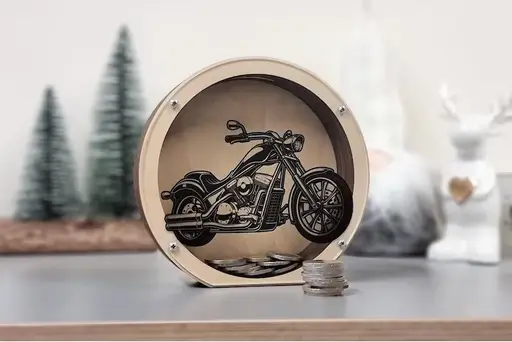 تصویر محصول قلک چوبی طرح موتورسیکلت مدل TH_24571 🏍️ - طرح و هنر (بندانگشتی گالری)