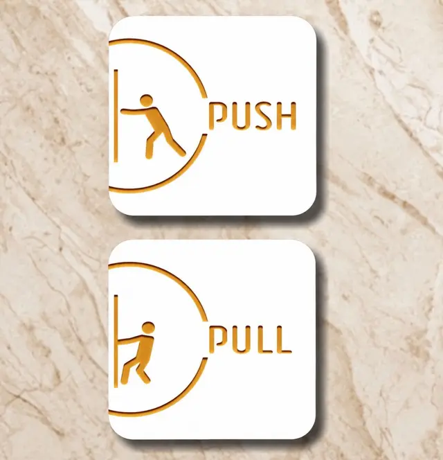 تصویر اصلی تابلو راهنما طرح PUSH و PULL طلایی مدل TH_67169