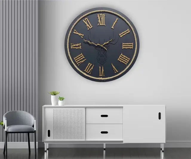 ساعت دیواری طرح گوزن مدل TH_32576