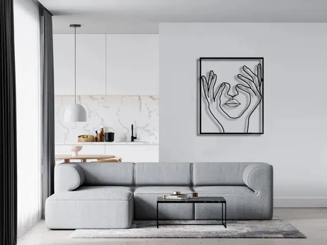تابلو دیواری طرح خطی صورت مدل TH_13396