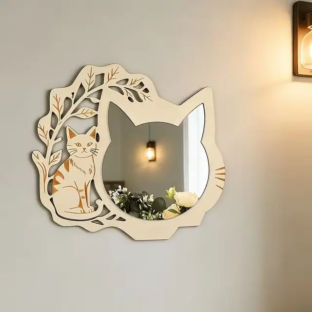 تصویر اصلی آینه دیواری طرح گربه فانتزی مدل TH_36246