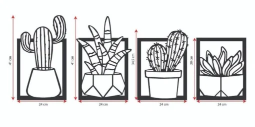 تابلو دیواری طرح کاکتوس 4 تکه