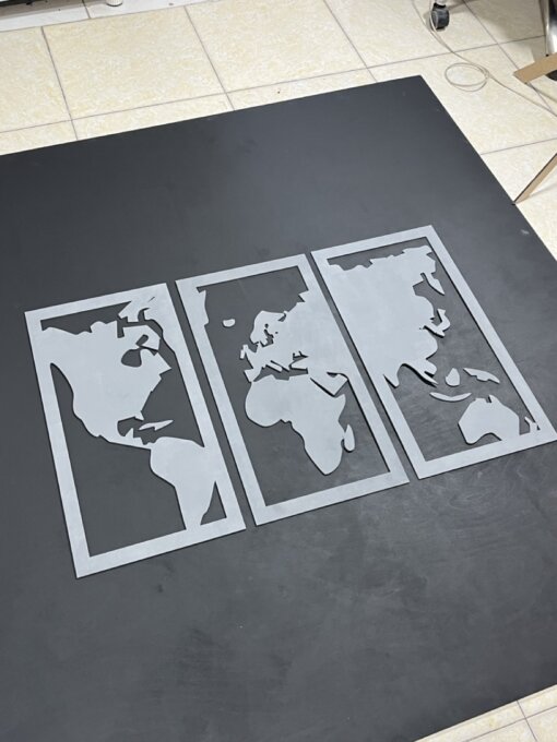 تابلو نقشه جهان طرح سه تکه مدل TH_44264 8888