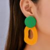 گوشواره مینیمال سبز و نارنجی مدل TH_55020