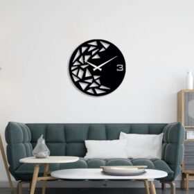 ساعت دیواری چوبی طرح هندسی مدل TH_12206