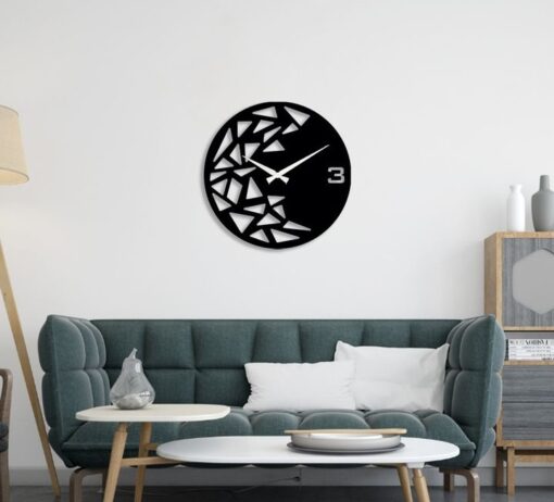 ساعت دیواری چوبی طرح هندسی مدل TH_12206