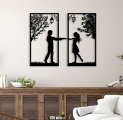 تابلو دیواری دو تکه عاشقانه مدل TH_21345