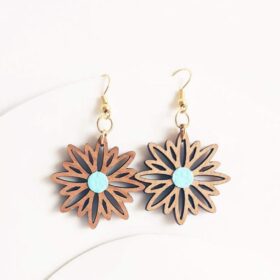 گوشواره چوبی گل آفتابگردان مدل TH_65398