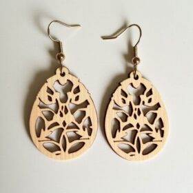 گوشواره چوبی طرح گل‌بافت مدل TH_65921