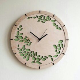 ساعت دیواری چوبی طرح برگ مدل TH_91782