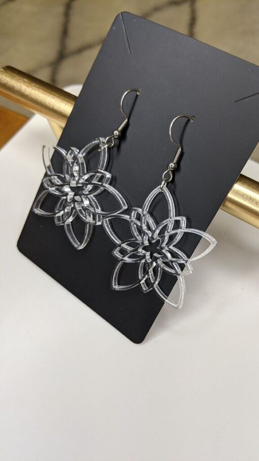 گوشواره شفاف طرح گل مدل TH_96692