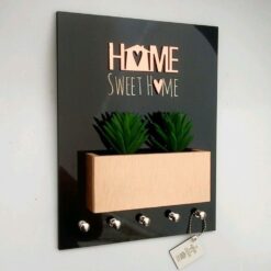 آویز کلید با گل مصنوعی طرح Home مدل TH_69765