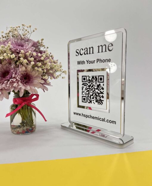 استند QR کد پلکسی شفاف مدل TH_91629 - نقره ای