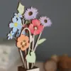 گلدان چوبی با گل رنگی مدل TH_51598