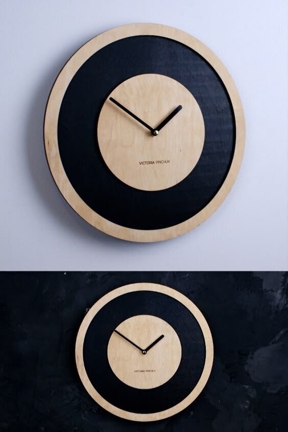 ساعت دیواری سبک مدرن چوبی مدل TH_85856