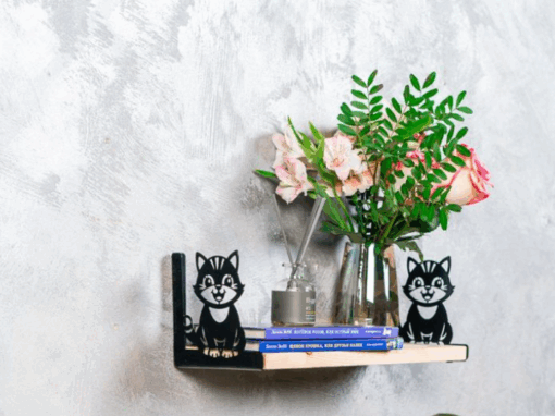 شلف دیواری چوبی طرح گربه مدل TH_75612 - تصویر 2