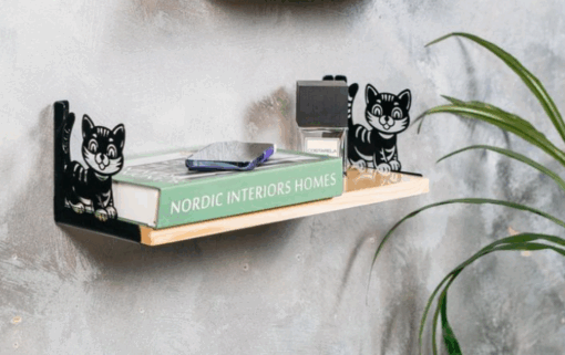 شلف دیواری چوبی طرح گربه مدل TH_75612 - تصویر 3